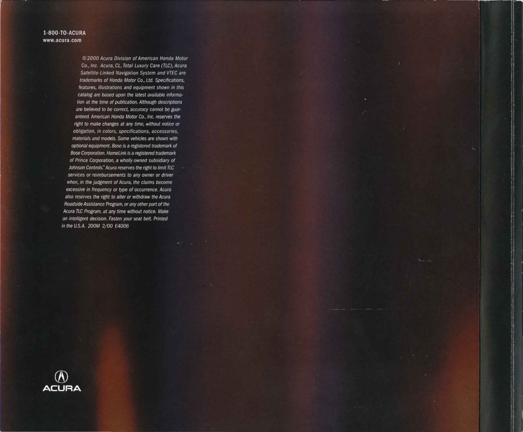 2001 Acura CL Brochure Page 22